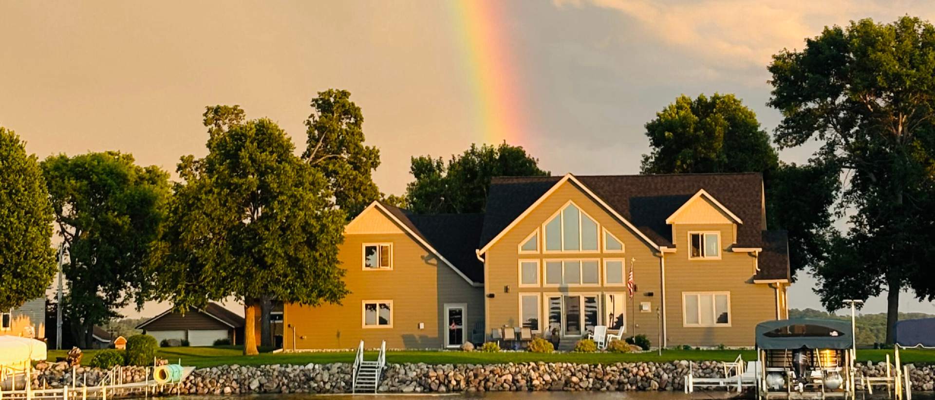rainbow over a house