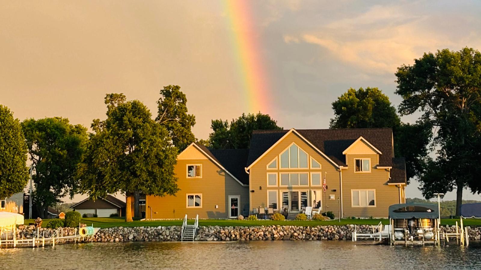 rainbow over a house